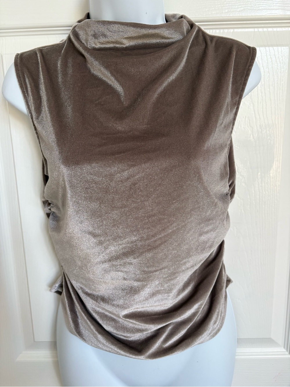 a new day Taupe Velvet Drape Neck Sleeveless Top